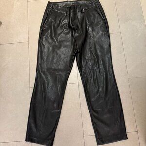 GAP Black Women's Vegan Leather Pants Size 4P, Straight Fit